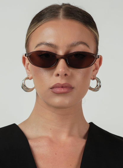 GUVIVI Retro Ovale Sonnenbrille für Damen Chic Cat Eye 90er Jahre Sonnenbrille Leichte Schmale Sonnenbrille Trendiger UV-Schutz Sonnenbrille
