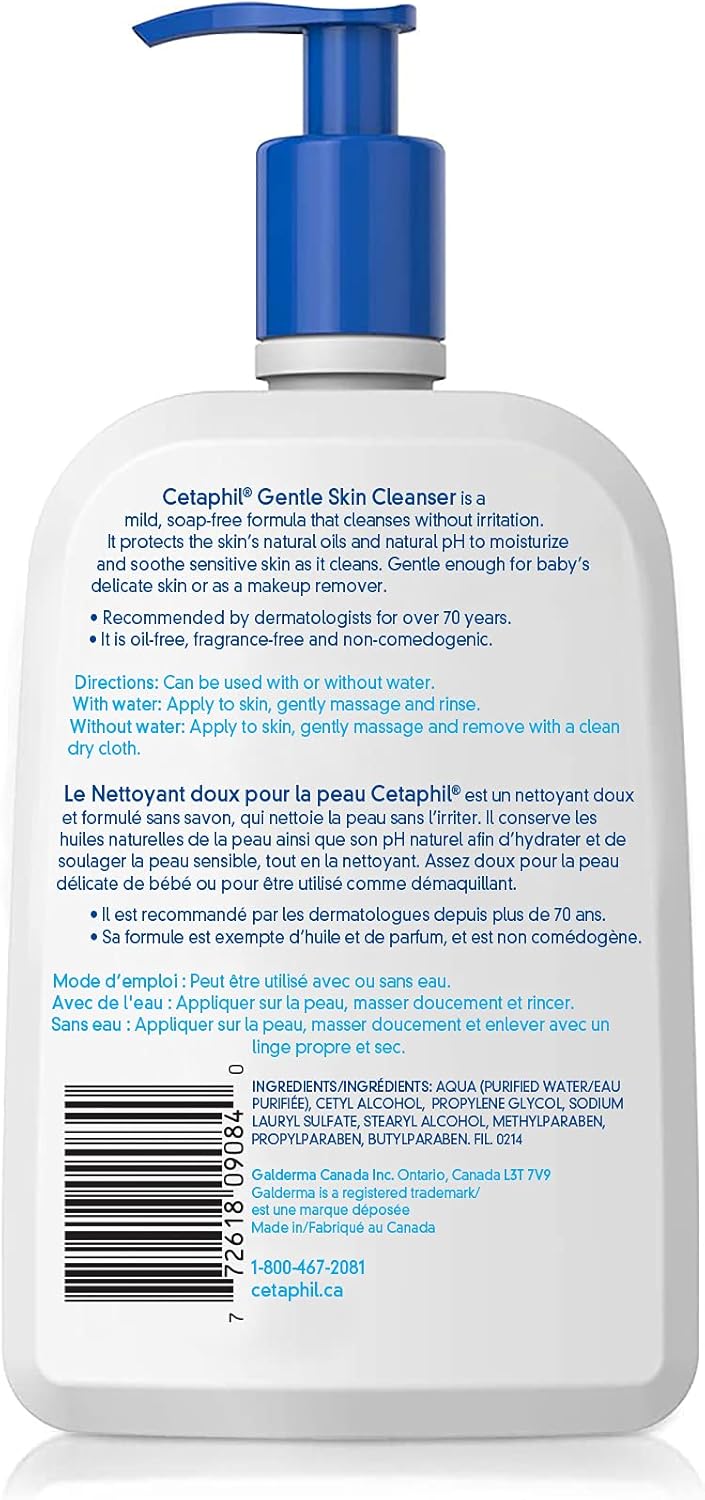 Cetaphil Milde Hautreinigung (473 ml) – Feuchtigkeitsspendende Gesichts- und Körperreinigung – Ideal für empfindliche, trockene Haut – Nicht reizend, parfümfrei und von Dermatologen empfohlen