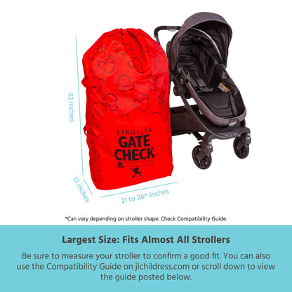 J.L. Childress Gate Check Bag for Single & Some Double Strollers - Travel Bag for Airplane, Fits Most Standard Baby Strollers, Airport Accessories Gate Check, Flying Essentials - Neon Blue