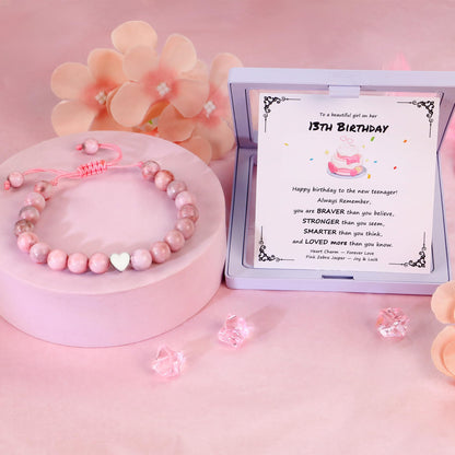 Sereney 5 Jahre altes Mädchen Geburtstagsgeschenkideen, verstellbares rosa-weißes Perlenarmband als Fünf-Jahres-5-Jahre-altes 5. Geburtstagsgeschenk für Teenager-Mädchen, Tochter, Nichte, Enkelin