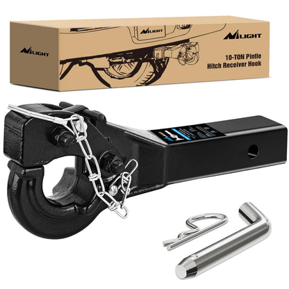 Nilight Anti-Theft Shackle Hitch Receiver 2Inch 45000 LBs Breaking Strength 3/4" Anti-Theft D Ring Shackle 5/8" Trailer Hitch Lock Pin Heavy Duty Solid Towing Kit for Trucks Off Road (Black)