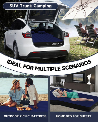 Umbrauto Car Air Mattress Backseat| Inflatable Truck Back Seat Camping Airbed for SUV Rear Seat, Blow Up Sleeping Travel Bed for Van Trunk with Pump & Pillows