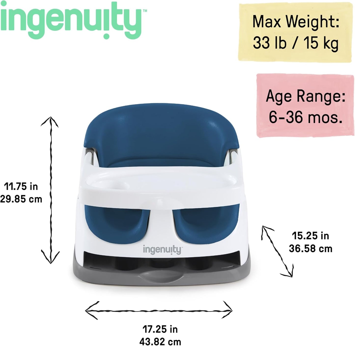 Ingenuity Baby Base 2-in-1 Sitzerhöhung mit Esstablett – Night Sky