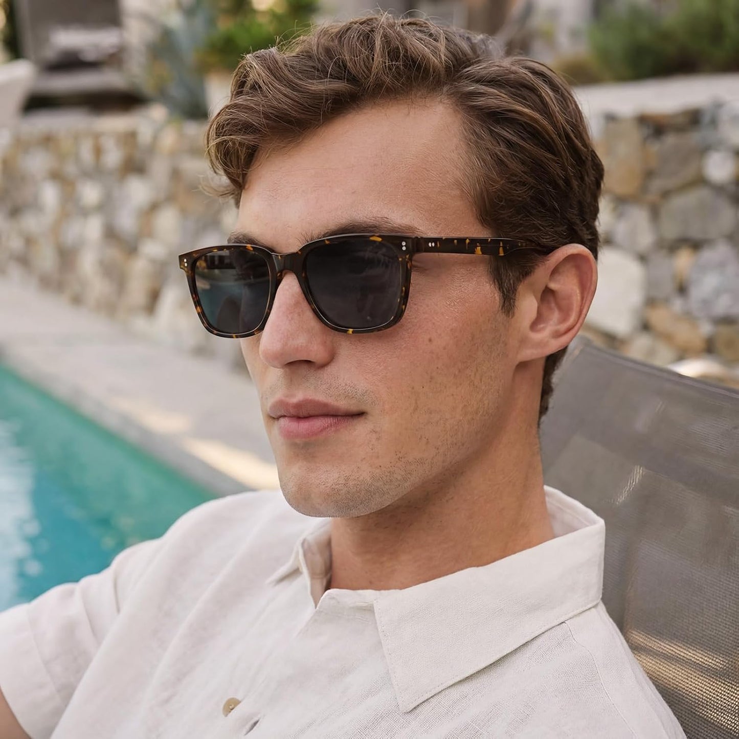 CARFIA Square Polarized Sunglasses for Men
