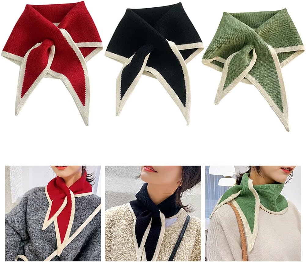 Dreieckstücher für Damen Halstuch für Damen Gekreuztes Tuch für Damen Koreanische Version Gestrickter Wollkragen