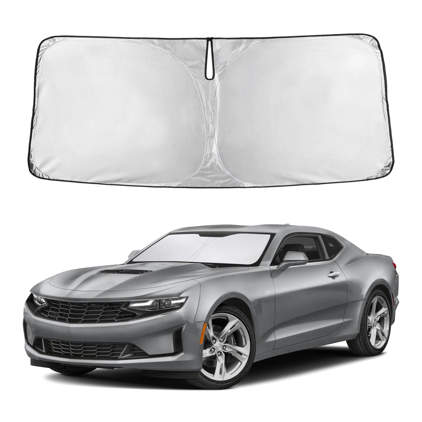 EcoNour Car Windshield Sunshade | Blocks 99% Heat & Keeps Interior Cool | Universal Fits Cars, SUVs, Trucks | Automotive Sun Screen, Visor & Car Accessories for Summer | Medium (64x32 Inches)