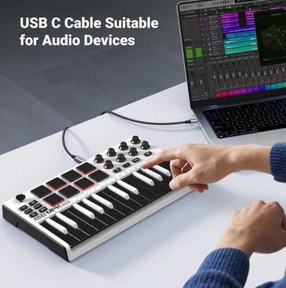 UGREEN USB C Drucker-Kabel Typ C auf A geflochtenes MIDI-Kabel kompatibel mit DJ-Controller, MIDI-Keyboard, digitalem Mischpult, Piano-Keyboard für MacBook Pro, iPad, 1,8 m