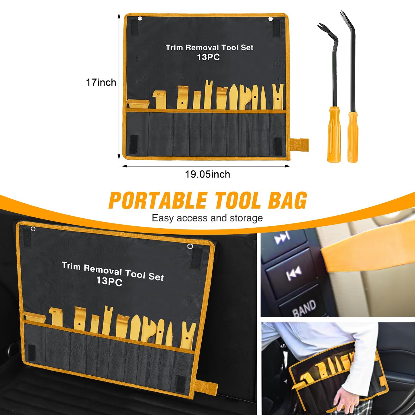 GOOACC 5PCS Auto Trim Removal Tool Kit No-Scratch Pry Tool Kit for Car Door Clip Panel & Audio Dashboard Dismantle -5PCS