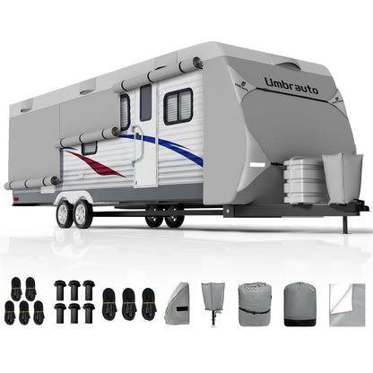 Umbrauto Class C RV Cover Fits 29-32’, Class C Motorhome Camper Cover, Heavy Duty 7 Layers Top Windproof Breathable RV Cover with 3Pcs Extra Straps, Adhesive Repair Patches, 6 Gutter Covers