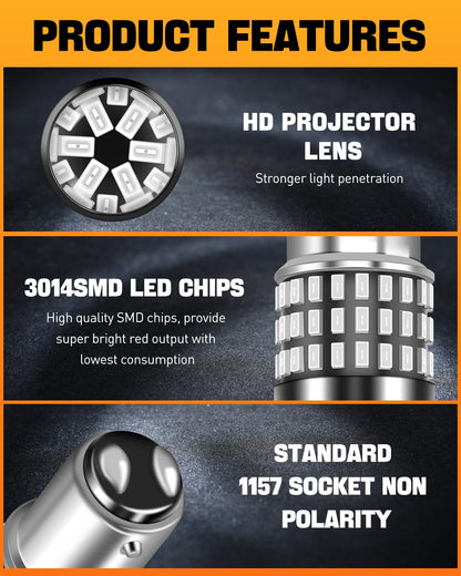 LUYED 3157 LED Bulbs Reverse Light Xenon White 1800 Lumens Super Bright 78 SMD 3056 3156 3057 4157 LED Bulbs,Used for Back Up Reverse Lights,Brake Lights,Tail Lights,Turn Signal Lights,Pack of 2