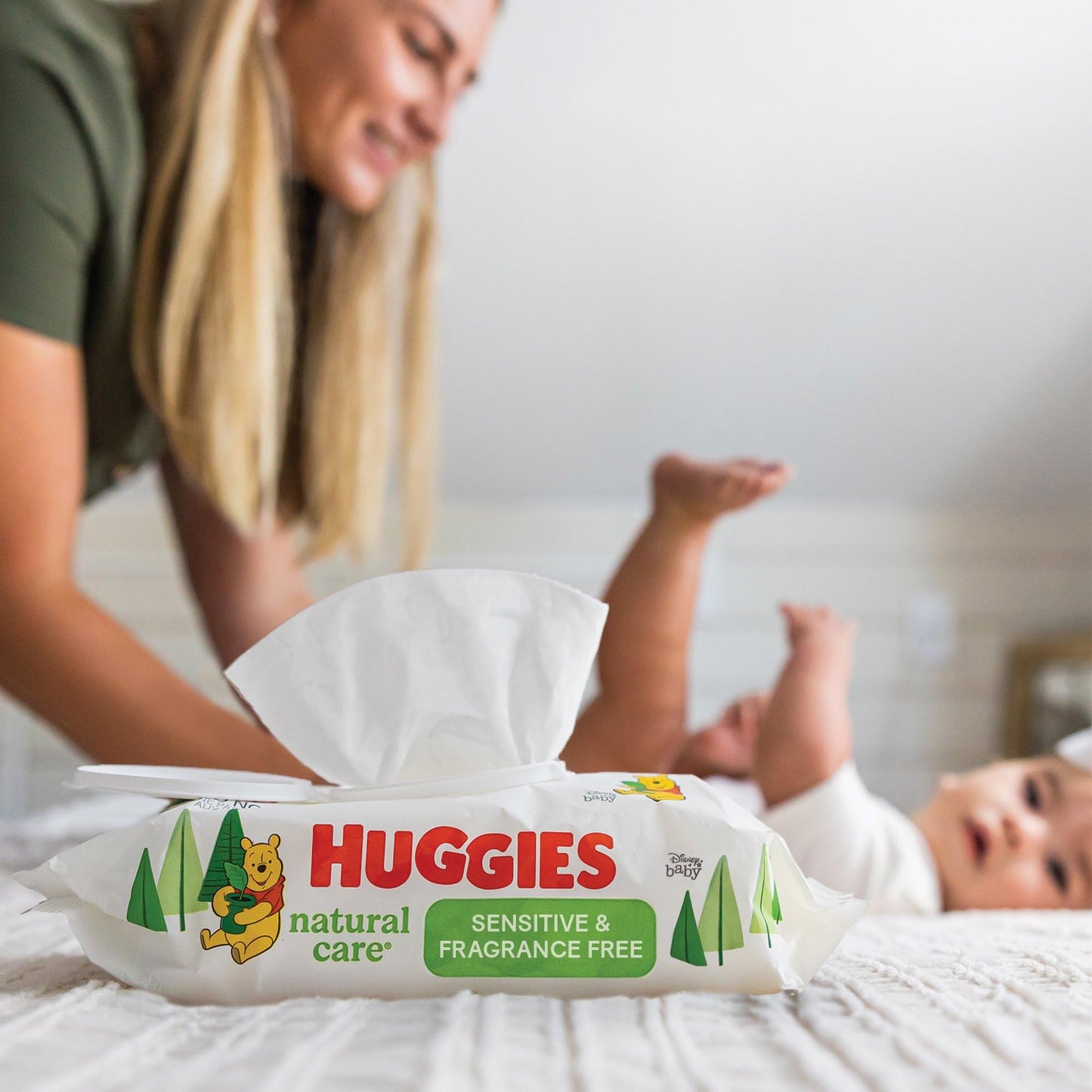 Huggies Natural Care Sensitive Baby-Feuchttücher, parfümfrei, hypoallergen, 99 % gereinigtes Wasser, 15 Flip-Top-Packungen (insgesamt 960 Tücher)