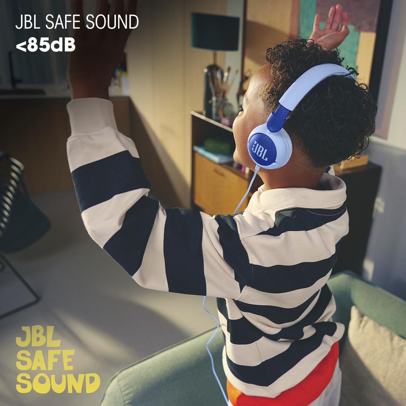 JBL Junior 320 – Kabelgebundene On-Ear Kinderkopfhörer mit sicherem Sound (<85dB), integriertem Mikrofon, kindgerechter Passform und anpassbar mit beiliegenden Stickern (Lila)