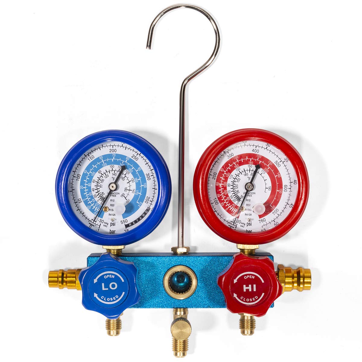 XtremepowerUS 3CFM 1/4HP Vacuum Pump HVAC R134a, R12, R22, R410a, A/C Refrigeration R134 Can Tap Adapter, R134 Quick Connector AC Manifold Gauge Air Conditioner Oil Bottle w/Bag