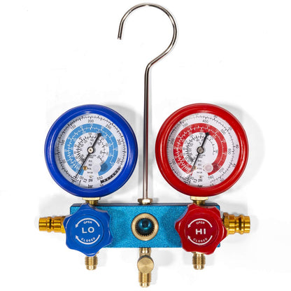 XtremepowerUS 3CFM 1/4HP Vacuum Pump HVAC R134a, R12, R22, R410a, A/C Refrigeration R134 Can Tap Adapter, R134 Quick Connector AC Manifold Gauge Air Conditioner Oil Bottle w/Bag