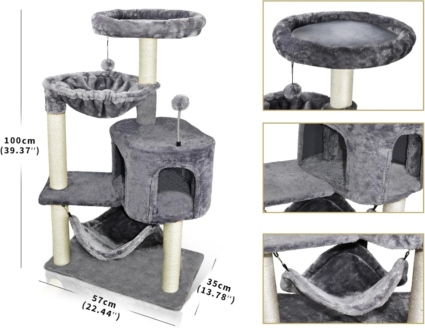 YUNIQUE Cat Tree with Condo and Hammock: A Feline Paradise