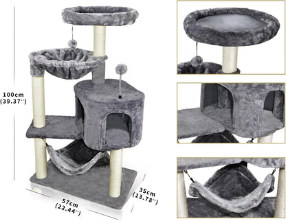 YUNIQUE Cat Tree with Condo and Hammock: A Feline Paradise