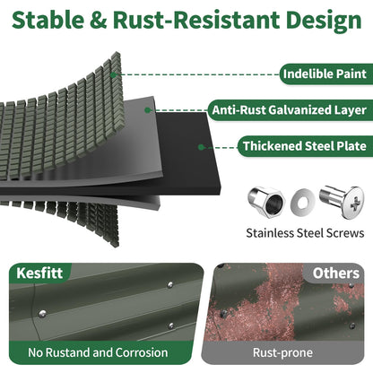 Kesfitt Raised Garden Bed, 5x2x1 FT Galvanized Steel Metal Raised Garden Bed, Oval Open-Bottom Design, 12-Inch Deep for Outdoor Vegetable & Herb Gardening, Fruit Green
