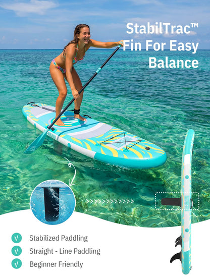 Niphean（Ultra-Light） Inflatable Paddle Board with StabilTrac Fin and Durable SUP Accessories, 10' Stand Up Paddle Boards for Adults & Youth, Versatile Yoga Paddle Board, Gift Ideas