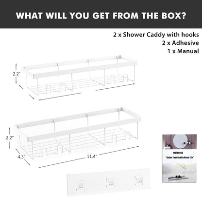 Moforoco Shower Caddy Shelf Organizer Rack, Self Adhesive Black Bathroom Shelves Basket, Home Farmhouse Wall Shower Inside Organization and Storage Decor Rv Accessories, First Apartment Essentials