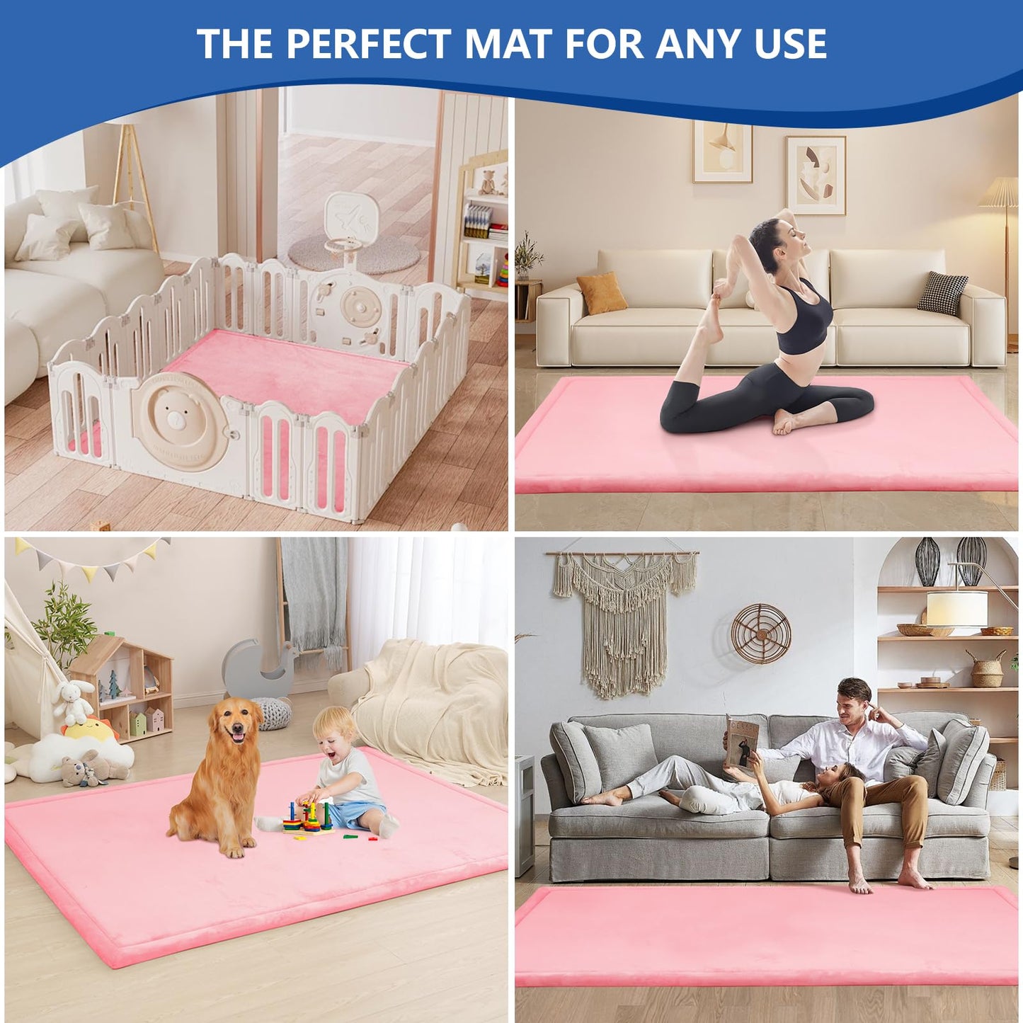 Huloo Sleep Ultra Soft Baby Spielmatte für den Boden, 3,3 cm dicke Elasti-Foam 127x127 cm Laufgittermatte für Kleinkinder, rutschfeste Rückseite, sicher zum Krabbeln und für die Bauchlage, Tatami-Stil (Dunkelgrau)