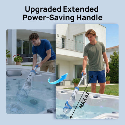 Cordless Pool Vacuum for Above Ground & Inground Pools, Consciot Handheld Rechargeable Pool Cleaner with 1110 GPH Suction, Telescopic Pole up to 87.5", 1H Runtime, See-Through Head for Debris & More