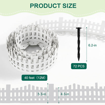 2-Inch x 66 FT Landscape Edging Border with 100 Spikes, No Dig Garden Border Edging Kit, Plastic Edging Border Flexible for Garden Flower Beds Lawn Yard Paver Pathway (Black)
