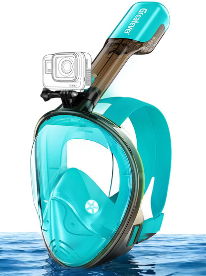 Greatever Full Face Snorkel Mask, Snorkeling Gear for Adults with Latest Dry Top Breathing System and Detachable Camera Mount, Foldable Snorkel Mask Adult, Snorkels Anti-Fog & Anti-Leak