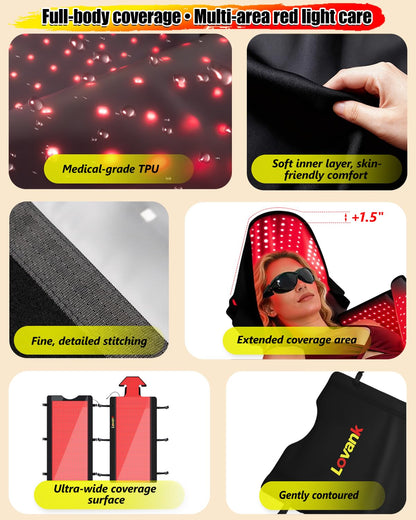 Red Light Therapy Mat for Full Body Pain Relief, 83" × 33", Medical-Grade TPU Light Therapy Blanket with 2710 Dual-Wave LEDs (660nm & 850nm)