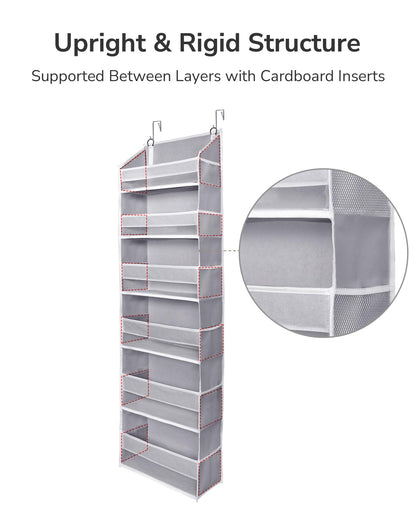 ULG Over The Door Organizer with 6 Large Pockets 12 Side Pockets, 50lbs Weight Capacity Door Hanging Organizer for Bedroom, Bathroom, Pantry, Nursery Storage, Beige