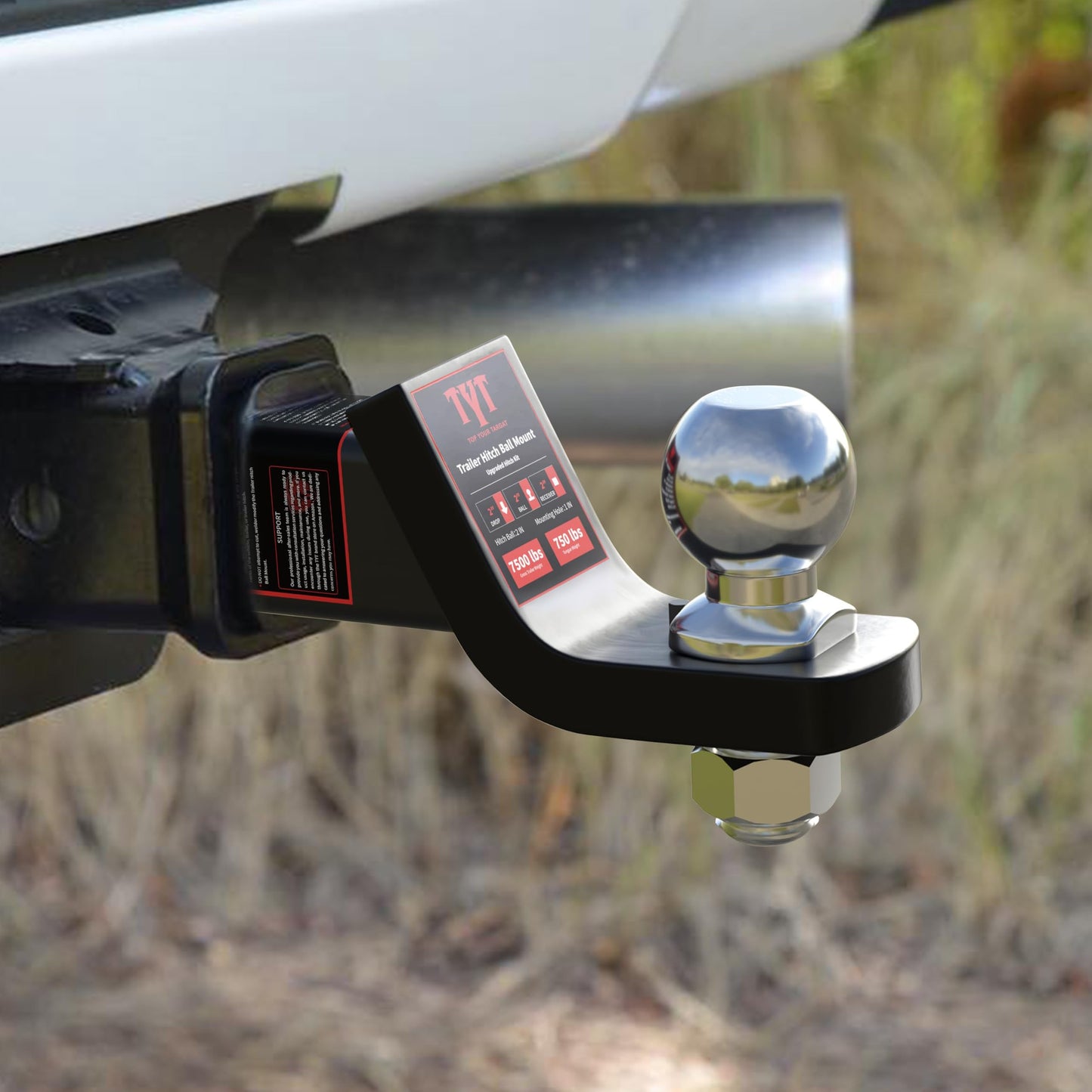 TYT Adjustable Truck Trailer Hitch for 2 inch Receiver, 6" Drop/Rise Tow Hitch with Dual Balls (2" & 2-5/16"), Compatible with Heavy-Duty Trailer Systems up to 20,000 lbs, Includes Hitch Tightener