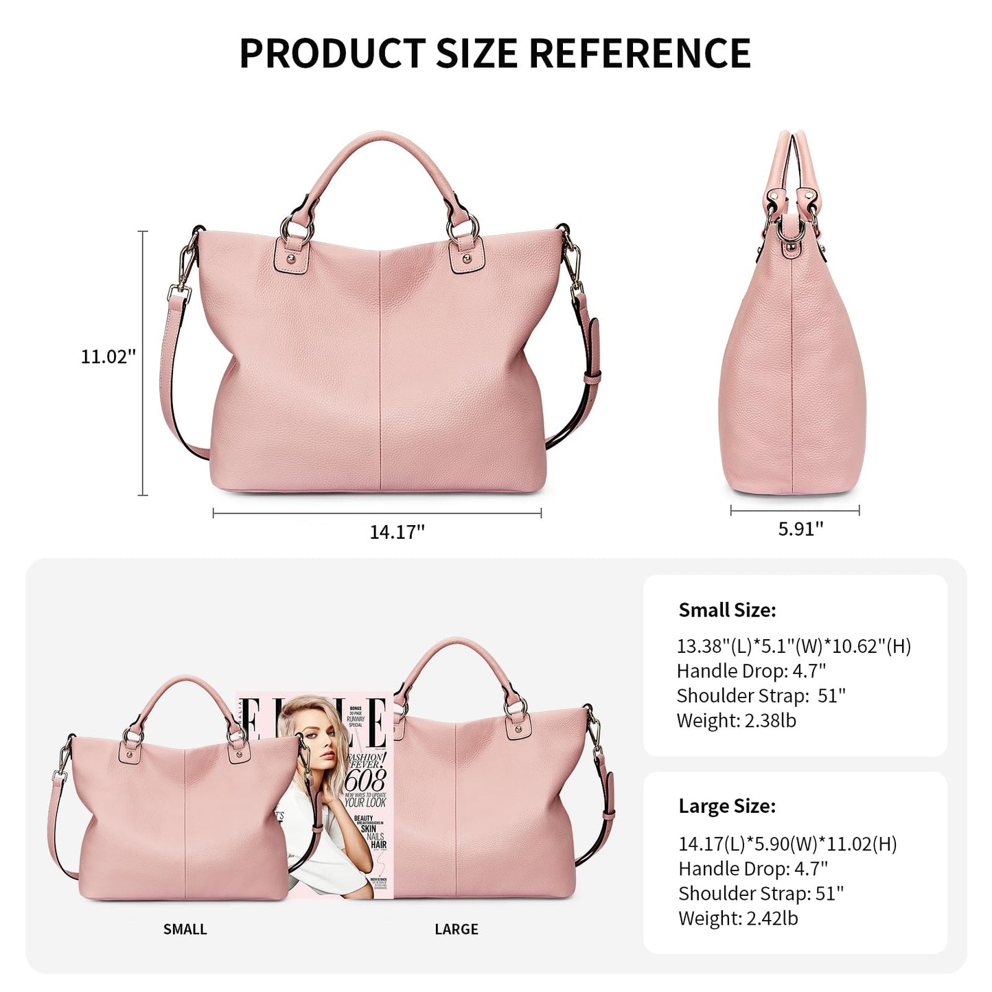 Kattee Damen Weiche Echtleder Tragetasche Schultertasche Handtasche