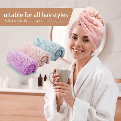3er-Pack Mikrofaser-Haartuch, Haarturbane für nasse Haare, schnell trocknend, Anti-Frizz-Handtuchwickel für lockiges Haar (Beige, Khaki, Grau)