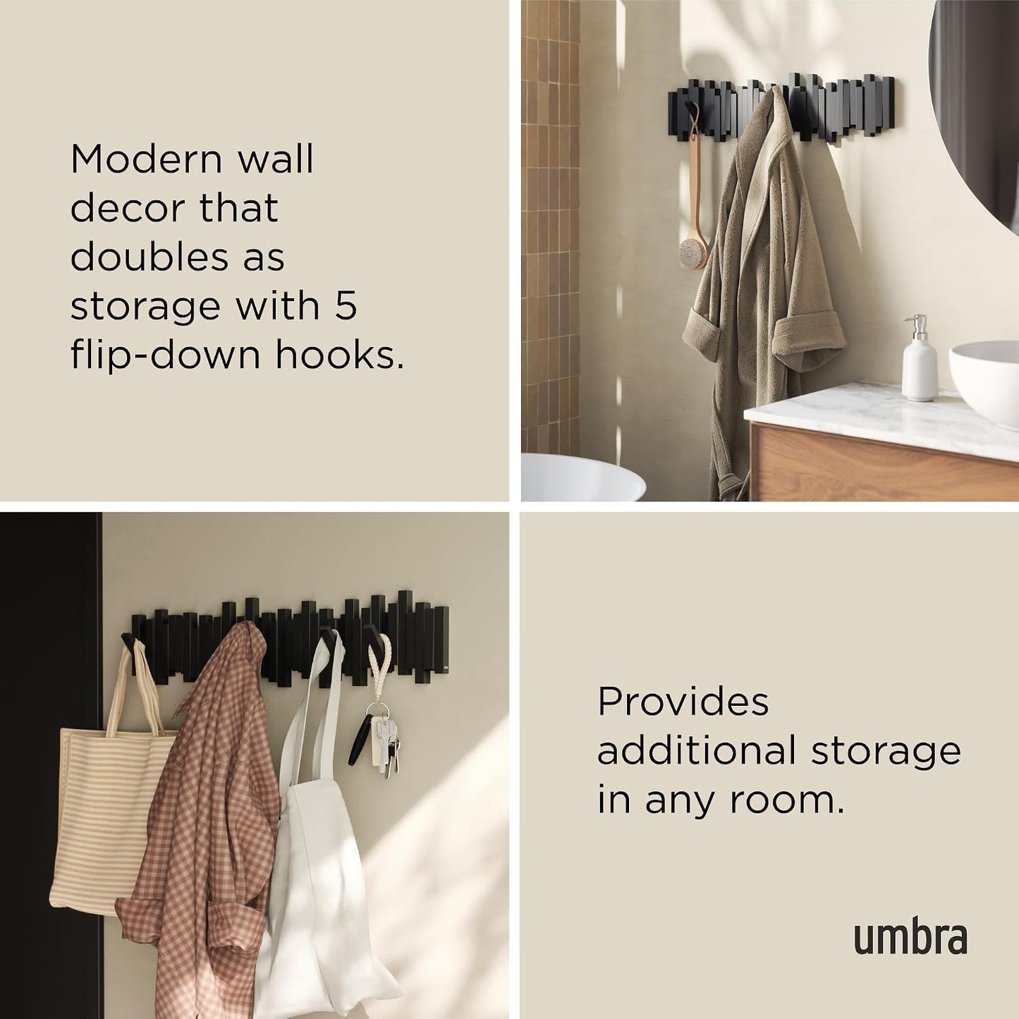 Umbra Sticks Wall-Mounted Coat Rack Rail Hook
