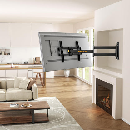 Perlegear Corner TV Wall Mount Long Arm TV Mount Bracket for 37-75 Inch TVs-Full Motion Wall Mount with 32.37” Extension & Swivel Articulating Arm & Tilt, MAX VESA 600x400mm, Holds up to 100 lbs