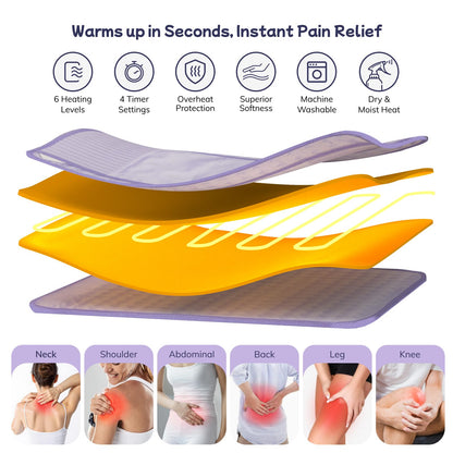 Heating Pad for Period Cramps, Upgraded Wrap Heating Pad for Back Pain Relief, Large 12''x 24''Heat Pad +26" Belt Adjustable 4 Timer 6 Heat Level Auto Shut Off, Christmas Birthday Gifts for Women Mom