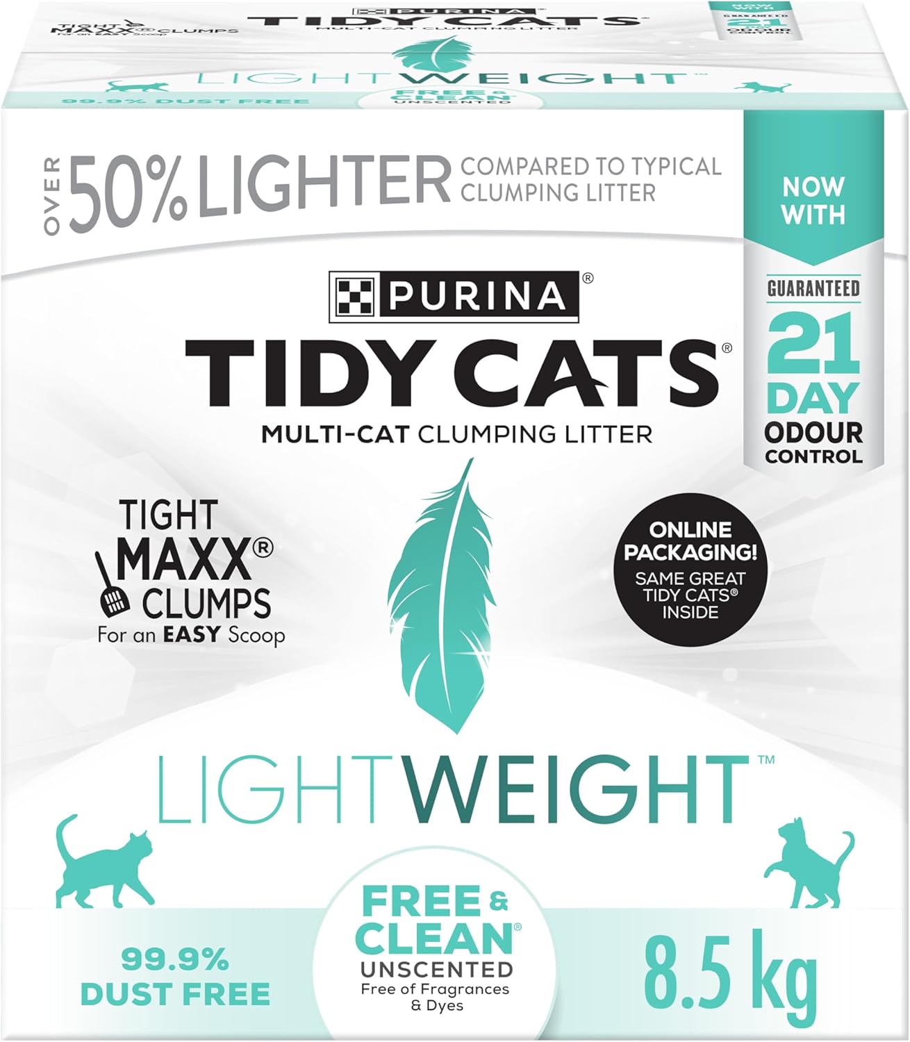 Tidy Cats Free & Clean Katzenstreu, Leicht Ungeduftet Mehrkatzenhaushalt - 5,44 kg Box