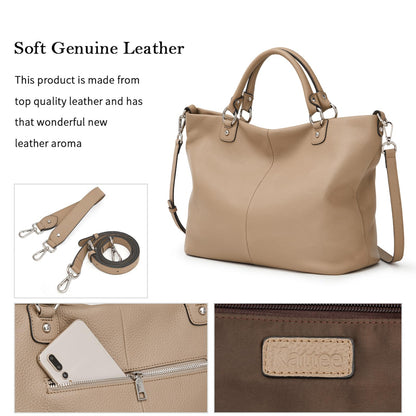 Kattee Damen Weiche Echtleder Tragetasche Schultertasche Handtasche
