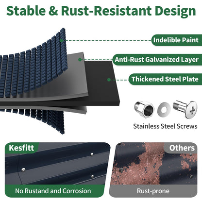 Kesfitt Raised Garden Bed, 5x2x1 FT Galvanized Steel Metal Raised Garden Bed, Oval Open-Bottom Design, 12-Inch Deep for Outdoor Vegetable & Herb Gardening, Fruit Green