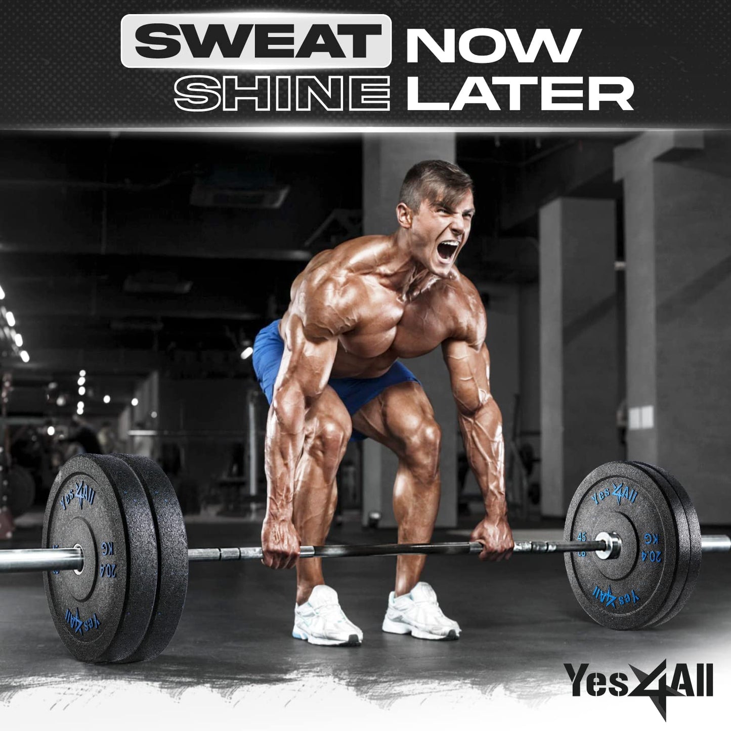 Yes4All 2" Bumper Plate, 10-190 LB Olympic Rubber Weight Plate with Steel Hub for WeightLifting, Strength Training, Home Gym, Less Impact, Absorb Bounce & Shock, Multiple Options