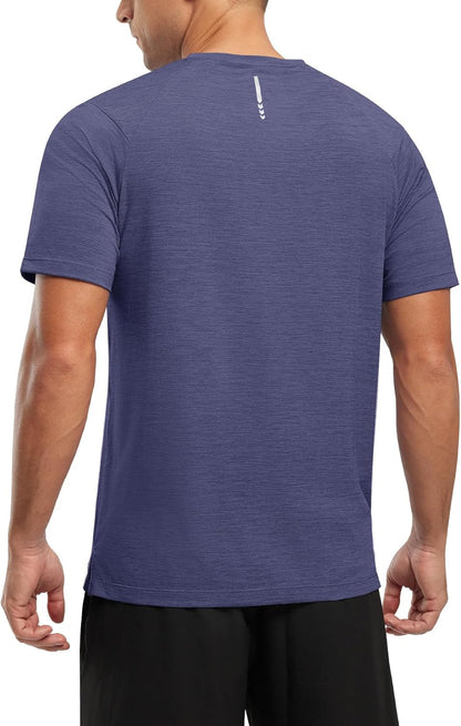 Rdruko Herren Kurzarm Trainingsshirts – Trockene Passform – Feuchtigkeitstransportierend – Für Laufen, Fitnessstudio, aktiven Sport
