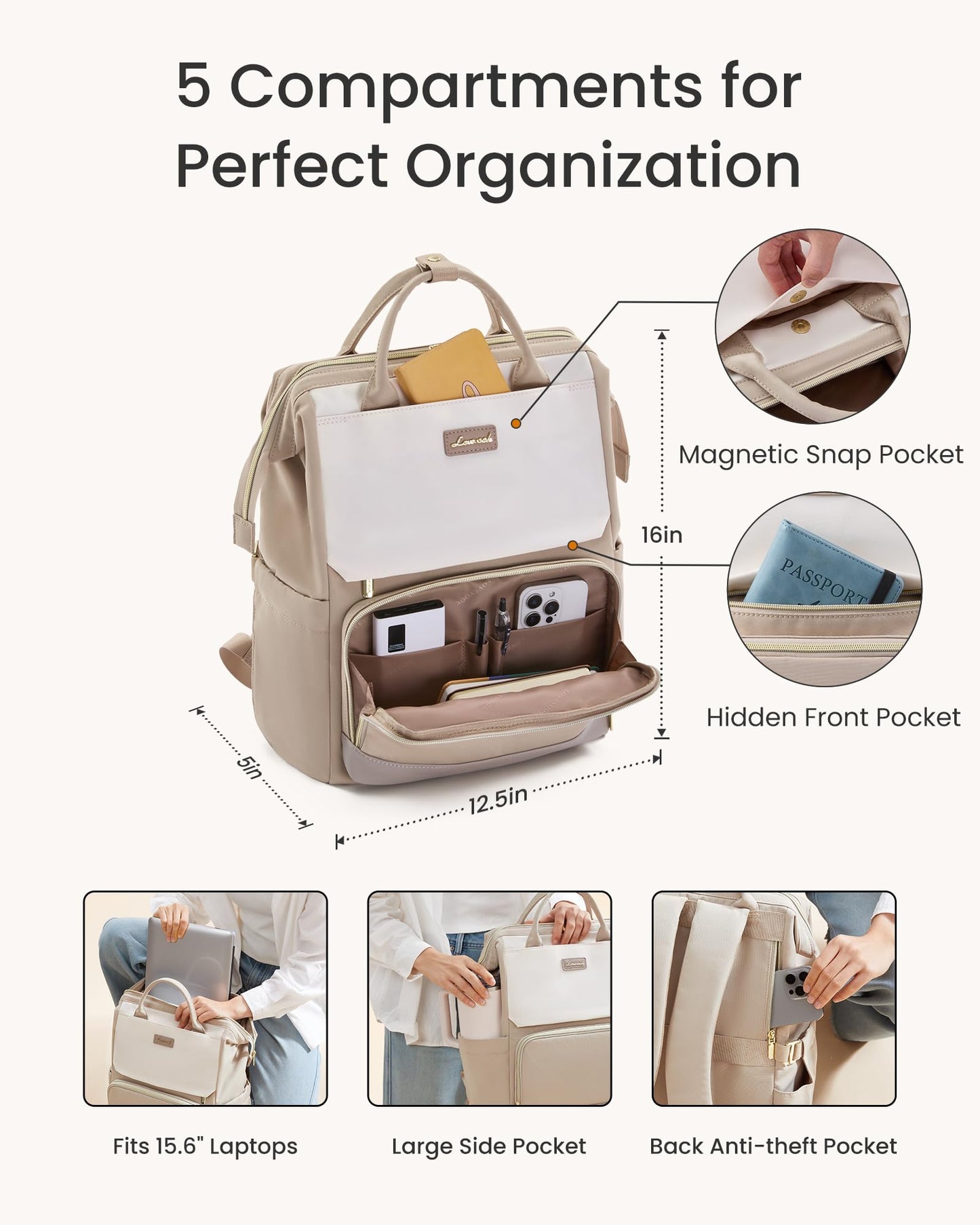LOVEVOOK Laptop Backpack for Women with Giant Tumbler Holder Pocket, 15.6 inch Travel Work Bag Purse for Nurse Teacher, Waterproof Casual Daypack Bookbag for College Business