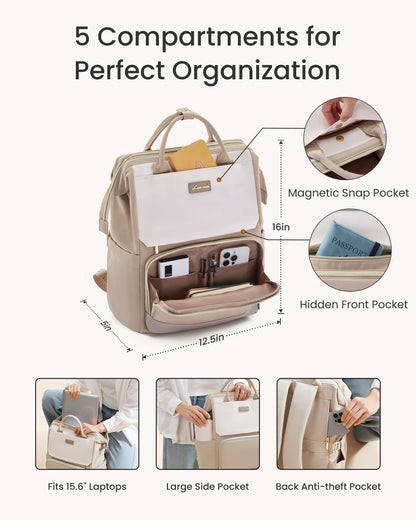 LOVEVOOK Laptop Backpack for Women with Giant Tumbler Holder Pocket, 15.6 inch Travel Work Bag Purse for Nurse Teacher, Waterproof Casual Daypack Bookbag for College Business