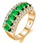 Uloveido Women's Gold Plated 7 Stones Eternity Band Ring Half Moon Design Wedding Bands with Oval CZ J501