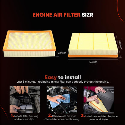 CA10262 Engine Air Filter Fit Ford Expedition/F150/F250/F350 (2007-2021) & Lincoln Navigator Replaces FA1883, 7C3Z9601A, A35642