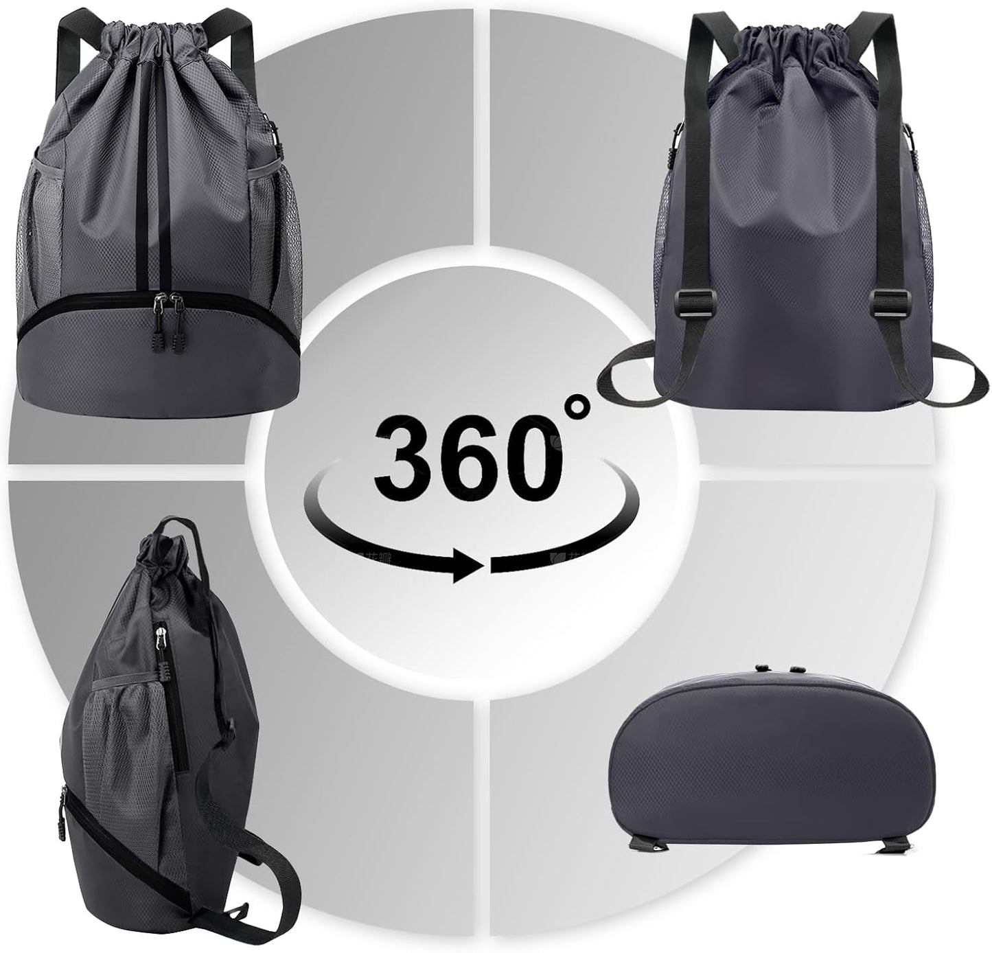 Hoedia Sports-Kordelzugrucksack – Schwimm-Turnbeutel mit Schuhfach und wasserdichter Tasche für Damen und Herren