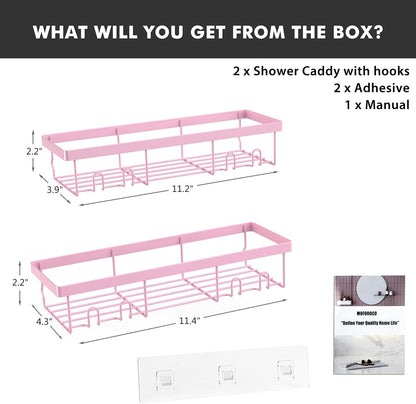 Moforoco Shower Caddy Shelf Organizer Rack, Self Adhesive Black Bathroom Shelves Basket, Home Farmhouse Wall Shower Inside Organization and Storage Decor Rv Accessories, First Apartment Essentials