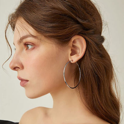 Große Gold Creolen für Frauen, Hypoallergene Dünne Gold Creolen, Sterling Silber Creolen für Damen, Extra Große, Mittelgroße, Große Creolen