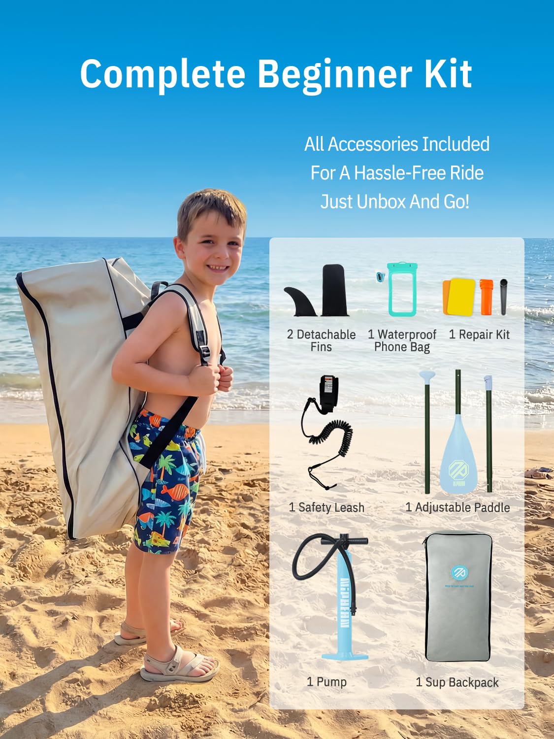 Niphean（Ultra-Light） Inflatable Paddle Board with StabilTrac Fin and Durable SUP Accessories, 10' Stand Up Paddle Boards for Adults & Youth, Versatile Yoga Paddle Board, Gift Ideas