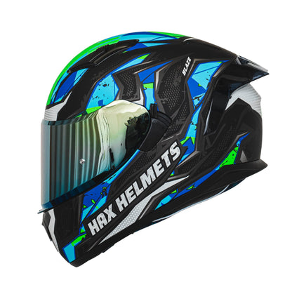 HAX Obsidian Full Face Dual Visor Adult Motorcycle Helmet for Motorbike Street Bike with Pinlock Ready DOT Approved Matte Black Gold L