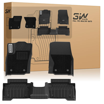 3W Floor Mats for Toyota Tacoma 2024 2025 2026 Double Cab Auto Tran(Not Fit Hybrid & XtraCab), TPE All Weather Custom Fit Floor Liner for Tacoma TRD/SR/SR5/limited Car Liners.